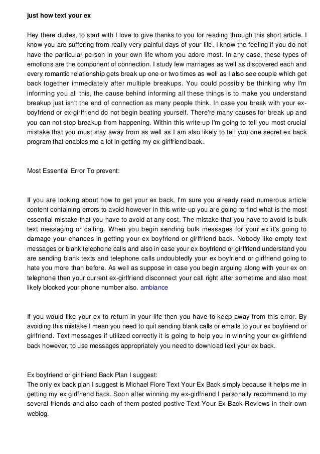 How To Text Your Ex Back Pdf